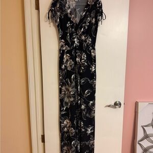 White House Black Market - Floral Black Jumpsuit